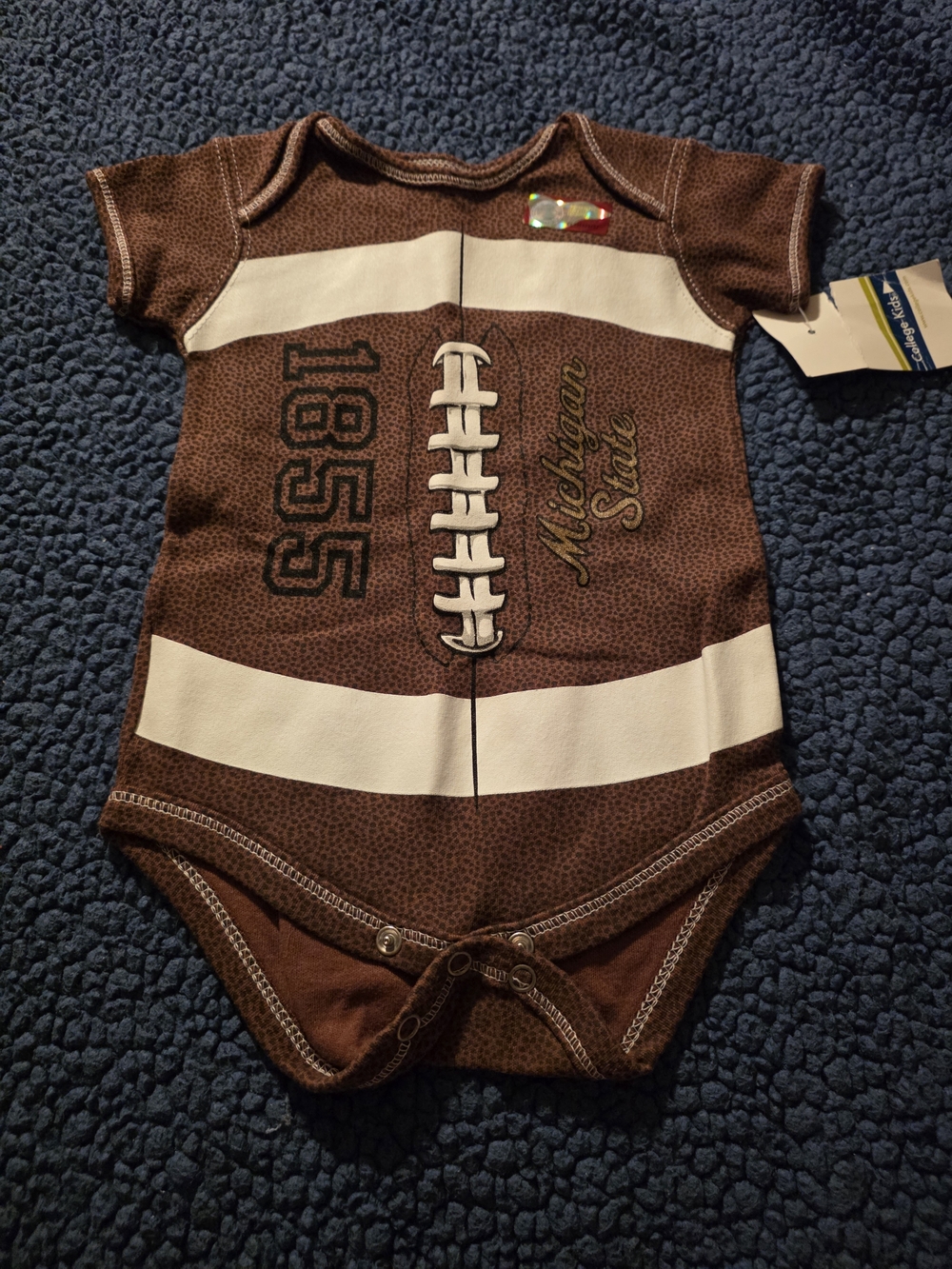 Michigan State Football-Themed Brown Baby One-Piece Bodysuit
